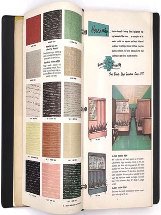 1960 Beauty Salon Equipment and Furniture Trade Catalogs with Sixty (60) Samples of Vinyl Upholstery and Laminate