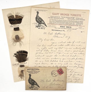 Item #23000597 Letter from Turkey Breeder "Bird Bros" with Five (5) Feather Samples for...