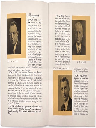 Brochure Promoting the J.J. Mottell Mortuary and Tourism Interests in Long Beach, California