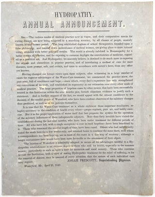 Item #23000772 Advertising Circular for Waterford, Maine "Water-Cure Establishment"