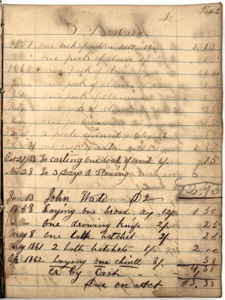 Item #23000923 Farmer's Account Book Charting Costs of Goods, Labor, and Services