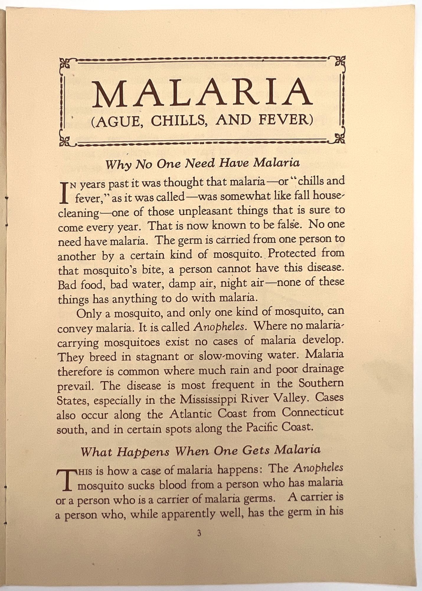Malaria Ague, Chills and Fever