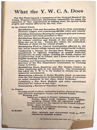 Four (4) Items Relating to the War Work Council of the Y.W.C.A in 1918