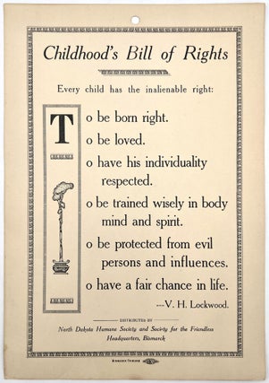 Item #23002916 Childhood's Bill of Rights. V H. Lockwood