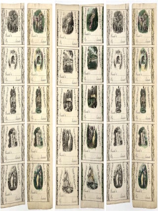 Item #23008655 Six (6) Uncut Reward of Merit Sheets, in both Hand Colored and Uncolored States
