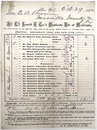 Item #23010322 A.L. Scovill & Co.'s Duplicate Bill of Medicines