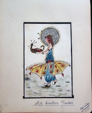 Friendship Album for Mabel Cavalier with sentiments and 22 plus full page drawings, watercolors and novelties
