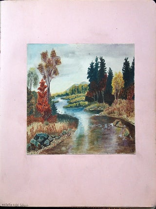 Friendship Album for Mabel Cavalier with sentiments and 22 plus full page drawings, watercolors and novelties