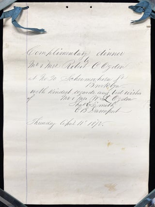 Item #23017095 Pair of 1870s Handwritten Menus for Private Dinners Given by Mr. and Mrs. R.C....