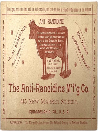 Item #23032777 Anti-Rancidine Mfg. Co. Trade Card - Hides Rancid Dairy Products