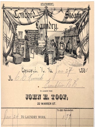 Item #240000661 Concord Steam Laundry -- Billhead Illustrated with Women at Work