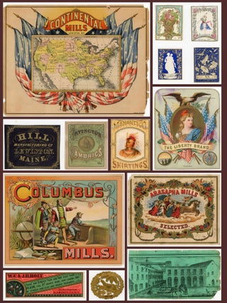 Item #24000988 A collection of over 50 paper Fabric Labels or "tickets" demonstrating print,...