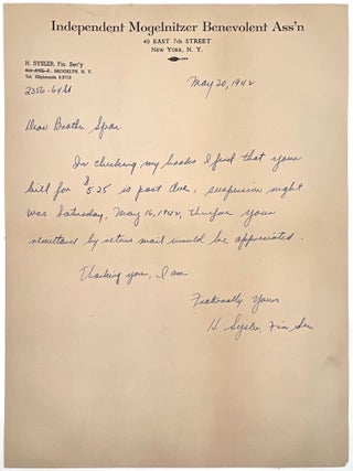 Early WWII-era Collection of Judaica Ephemera, New Rochelle, NY
