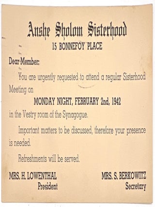 Early WWII-era Collection of Judaica Ephemera, New Rochelle, NY