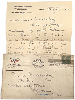 1919 Correspondence Addressed to WWI Nurse Ann Cléophas Mullarkey from Le Bien-Être du Blessé