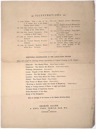 Printed Prospectus for "Ruskiniana: Some Aspects of Mr. Ruskins's Work and Teaching"