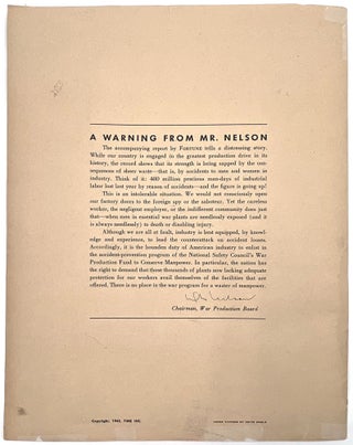 "Death on the Working Front" -- WWII-era Workplace Safety Bulletin from TIME, Inc.