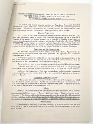 1960s FBI Career Recruitment Ephemera