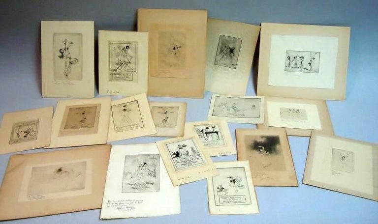 Item #240035 A collection of 18 personal New Year greetings etchings and drypoints by Troy Kinney 1916-1937