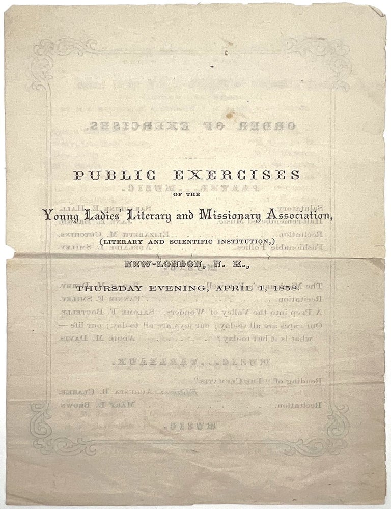 Item #24004711 Public Exercises of the Young Ladies' Literary and Missionary Association