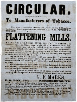 Item #24005384 Circular Advertising New Tobacco Manufacturing Equipment