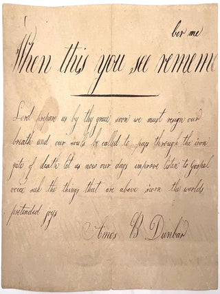 Item #24008608 "When this you see remember me" -- Manuscript Meditation on Death, Remembrance....