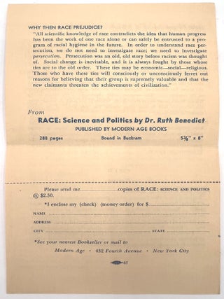 Circulars Advertising Newly Published Books on Race, Democracy and Social Change by Modern Age Books in 1940