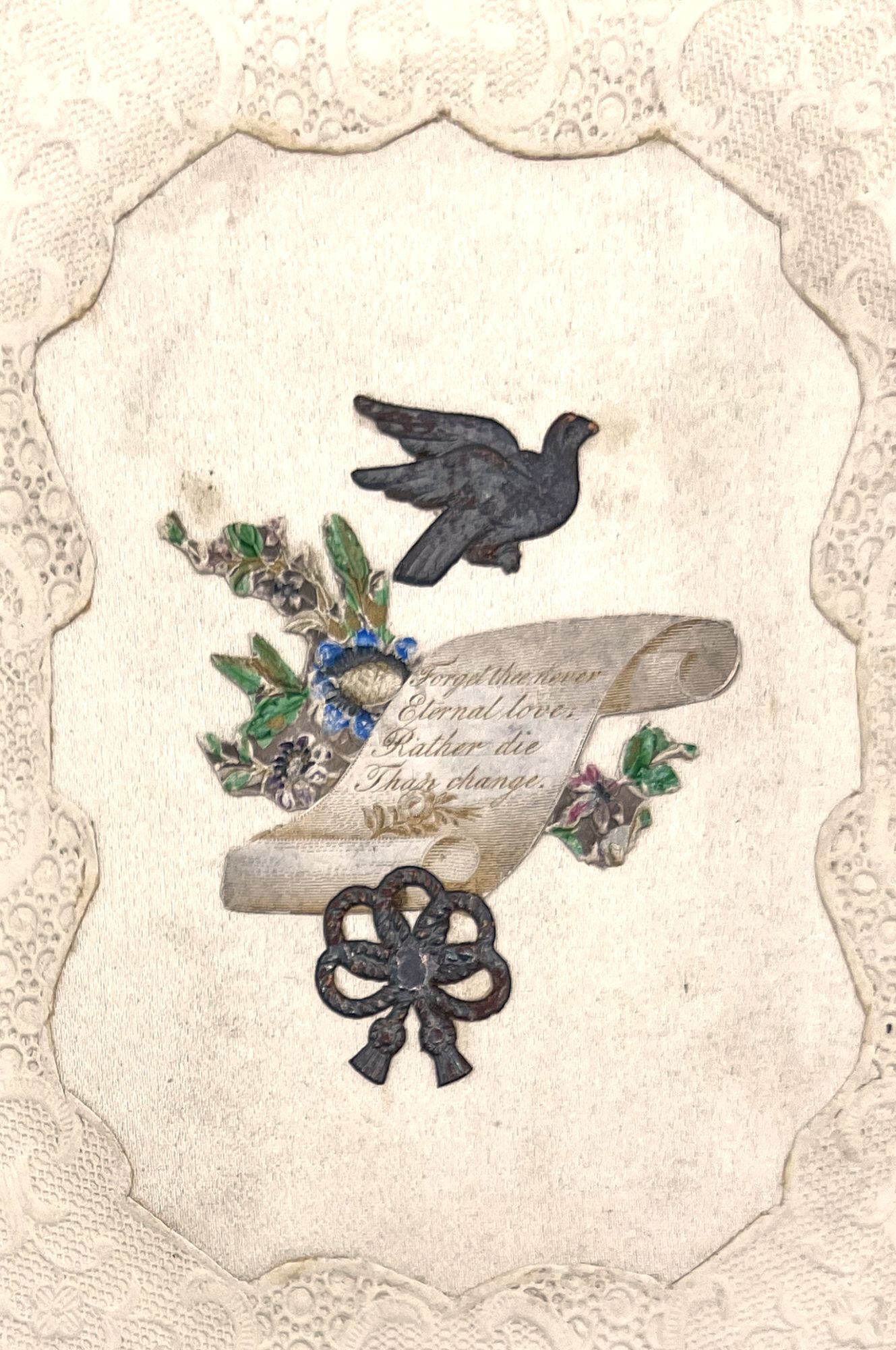 Valentine with Lace Paper, Silk, Embossed Scraps, Watercolor and ...