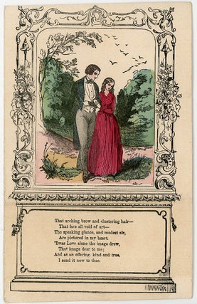 Item #24011965 Civil War Era - Hand colored valentine - Strolling Couple