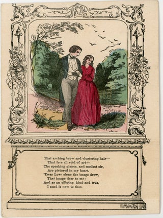 Civil War Era - Hand colored valentine - Strolling Couple