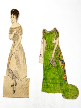 Item #24019373 A 2 1/2" handmade Pencil and Watercolor Elegant Lady Paper Doll with one Gown