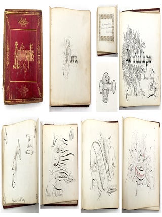 Item #24020338 "Flora" -- Victorian Friendship Album with Original Artwork, Fine...