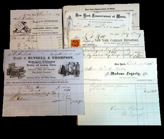 Item #24025132 Social Archive - An Affluent Manhattan Family in Manhattan's Gilded Age; Household Receipts