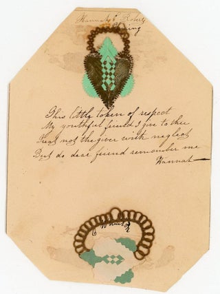 Item #24562252 Friendship Token with 2 Pair Paper Woven Hearts with Plaited Hair and Verse