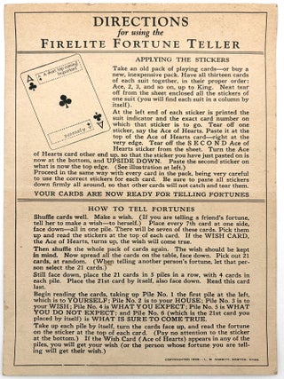 Item #25000168 Directions for using the Firelite Fortune Teller