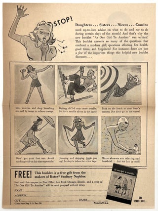 "As One Girl to Another" -- Hygiene Tips for Teen Girls from Kotex with Advertising Leaflets