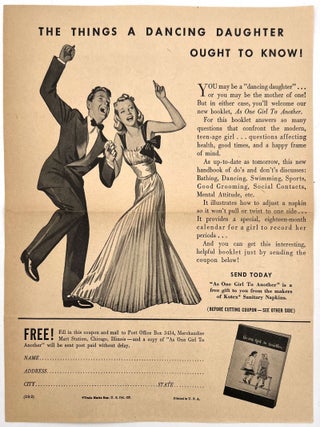 "As One Girl to Another" -- Hygiene Tips for Teen Girls from Kotex with Advertising Leaflets