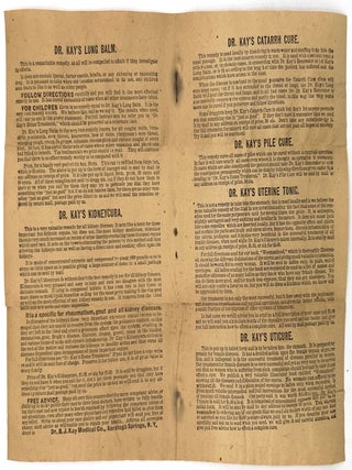 c.1899 Patent Medicine Advertising Ephemera -- Advertising Cures for "Diseases of Women", Catarrh, Kidney Diseases, and more - Includes actual bottle of Uticure