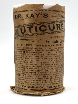 c.1899 Patent Medicine Advertising Ephemera -- Advertising Cures for "Diseases of Women", Catarrh, Kidney Diseases, and more - Includes actual bottle of Uticure