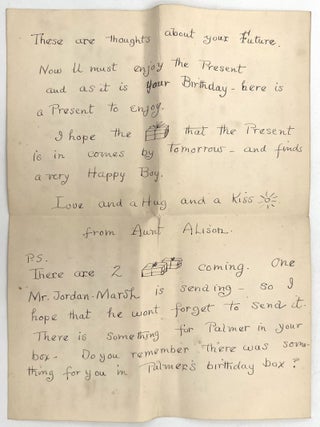 Rebus Letter Sent from Doting Aunt to Nephew on 3rd Birthday, 1917