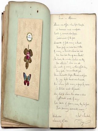 1840s Friendship Album of Young Lady from Devon with Original Artwork, Valentines, Ephemera