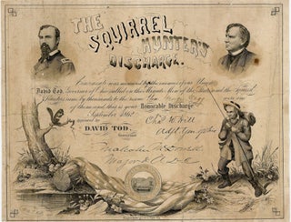 Item #25010327 The Squirrel Hunter's Discharge Certificate issued to George Eagg, September 1862,...