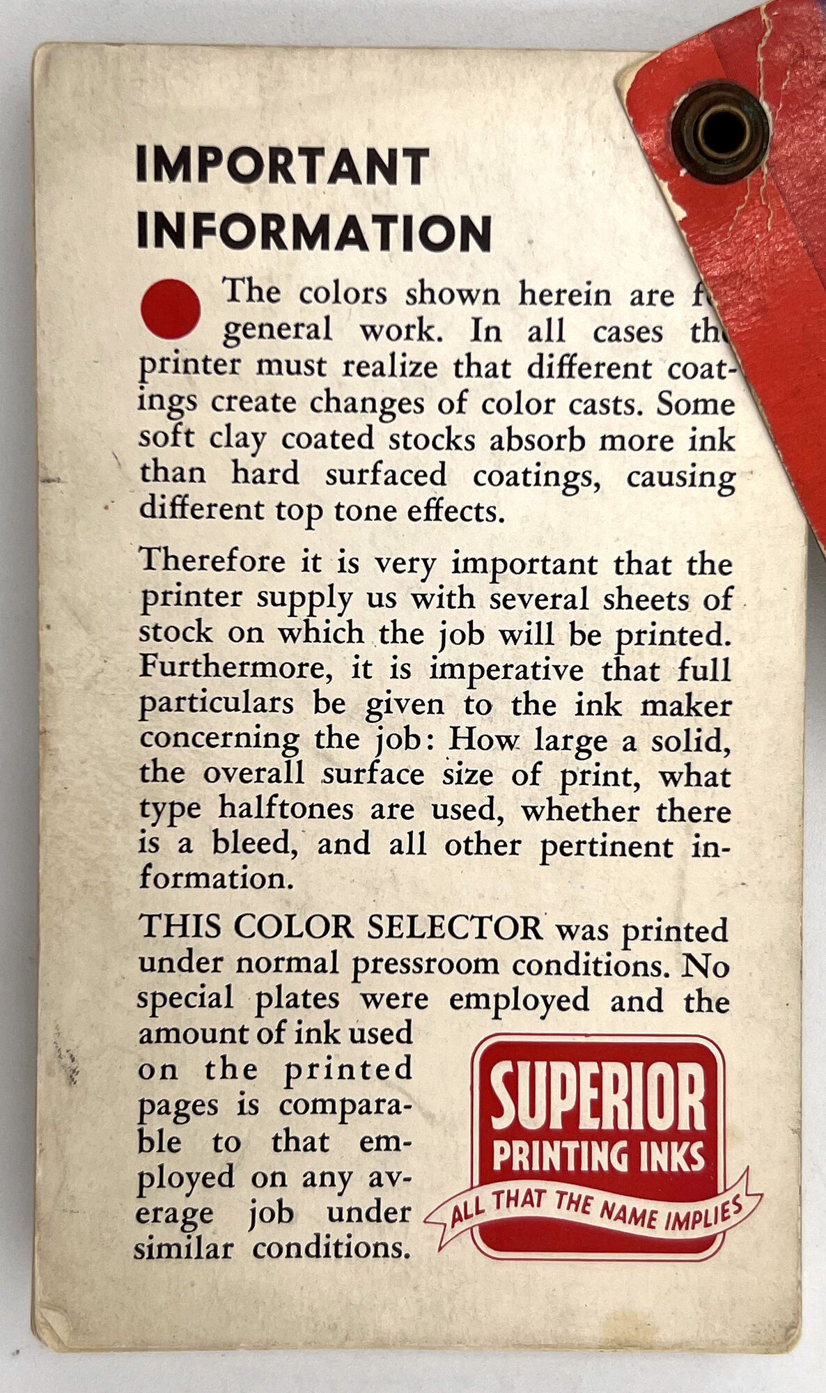 Ink Selector Printing Ink Color Selector -- Sample Book