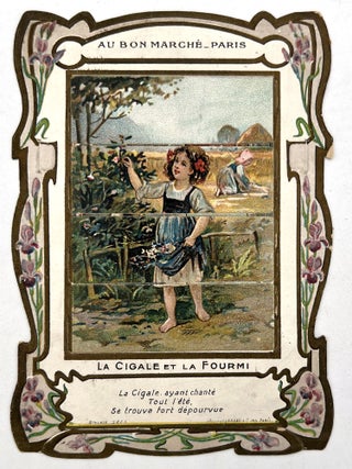 Item #25011629 "La Cigale et La Fourmi" -- Au Bon Marché Advertising Transformation Card