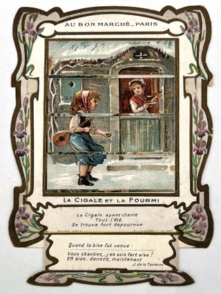"La Cigale et La Fourmi" -- Au Bon Marché Advertising Transformation Card