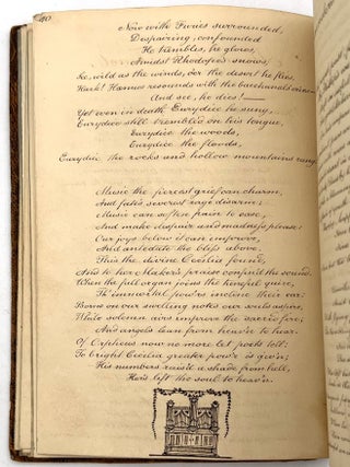 Early 1820s British Commonplace Book -- 18th Cent. and Romantic Verse, Inscribed "To William Stokes, from a Friend"