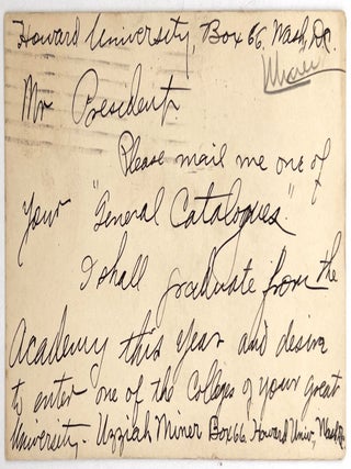 Item #25013904 1914 Postal Card from Understudied Black Activist, WWI Veteran, and Howard...