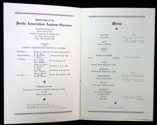 Pacific Association of Amateur Oarsmen Exposition Banquet Menu and Program, March 13, 1915