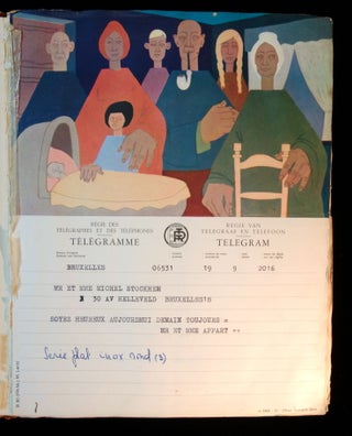 Item #25019735 Family Album Containing 32 Illustrated color Belgium telegrams for 2 Weddings...