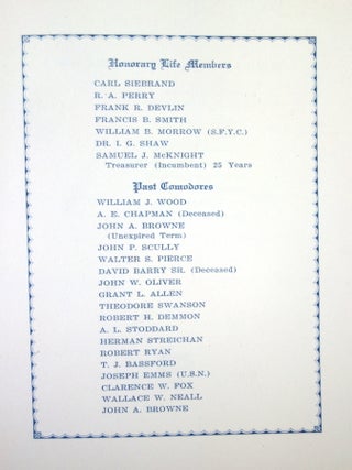 Twenty-Fifth Anniversary Club House Dinner menu, Vallejo Yachting and Rowing Club, 1926